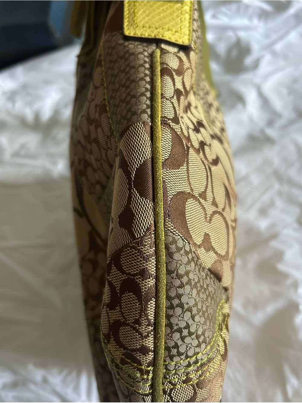 Vintage Coach Exotics Collection Lime green trim zipper closure Hobo bag - Picture 15 of 16